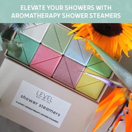 Level Body Mind Soul - Aromatherapy Shower Steamers, 8 Pack - Birthday Gifts for Women - Shower Bombs with Multiple fragrances - Self Care Relaxation, Body Restore Shower Steamers