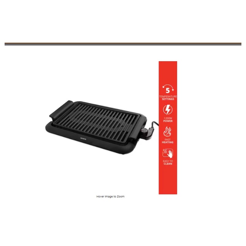AIWA Watt Indoor Smokeless Grill 5 Temperature Settings Cleaning, Black