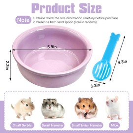 kathson Hamster Sand Bath Box Ceramic Small Animals Shower Bathtub Gerbil Litter Box Mice Bathroom Syrian Hamster Digging Sand Container Cage Accessories for Lemmings (Purple)