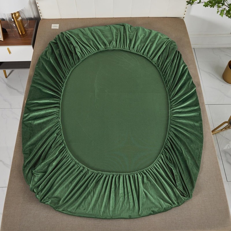 Fitted Sheet Set, 90 x 200 cm, Warm, Green, Olive