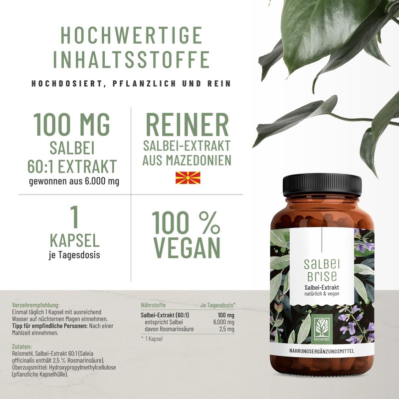 Naturtreu Sage Capsules High Dose - 100 mg Sage Extract
