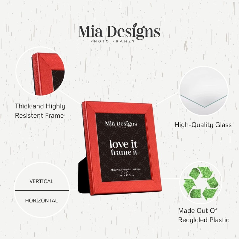 Mia Designs Picture Frame Cross Brushed Metallic Red 5x7 13x18