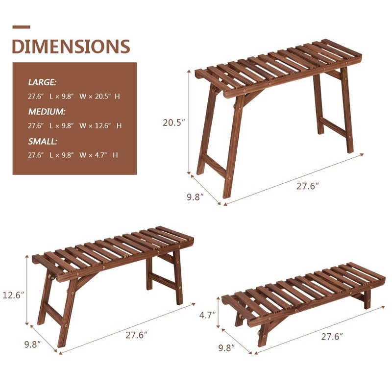 Ufine Freestanding 3 Tier Ladder Shelf Wood Plant Stand Indoor