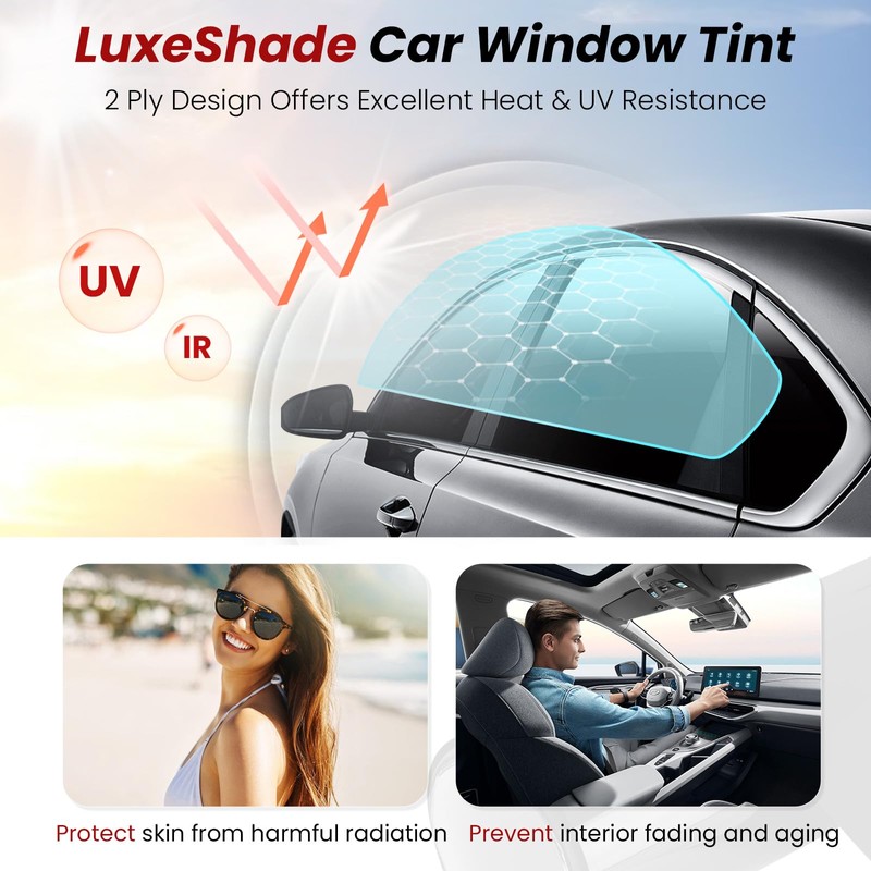 LuxeShade Car Window Tint, 2 PLY 35% VLT Premium Carbon