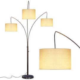 Brightech Trilage Arc Floor Lamp for Living Room, Multi Head Tree Floor Lamp for Bedroom, 3 Lights Standing Lamps Hanging Over The Couch - Oil Rubbed Bronze