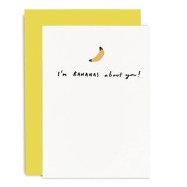 Old English Co. I'm Bananas About You Cute Wedding Anniversary Card for Wife or Husband - Funny Friendship Greeting Card - Valentine's Day for Boyfriend Girlfriend - Blank Inside & Envelope Included.