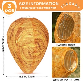 WUIIOE 3 Pack Waterproof Wasp Nest (8x11inch)