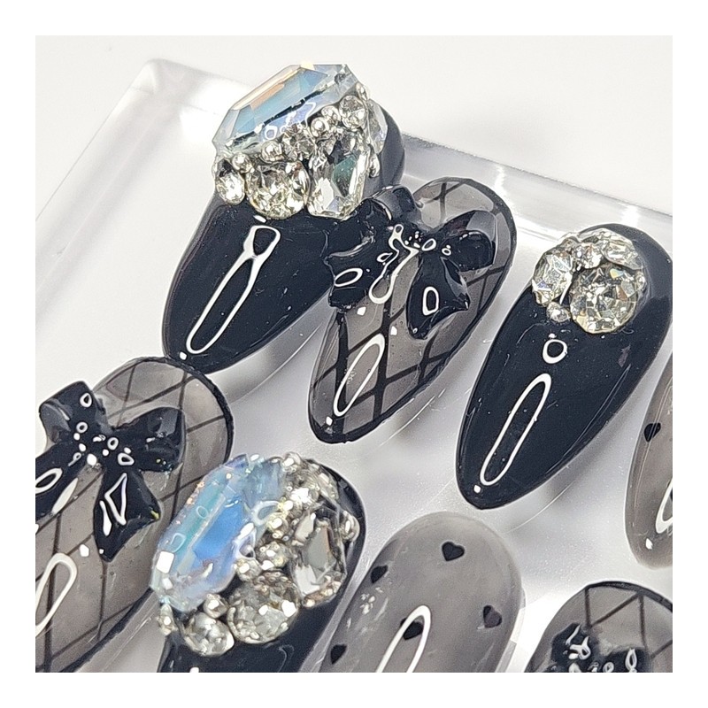 Random design handmade nail tips - long stiletto / 랜덤