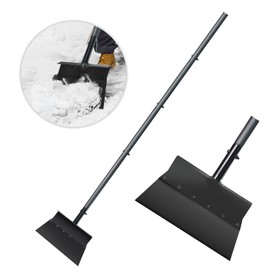 Snow Shovel, Ice Scraper with Adjustable Handle，59 inch Heavy Duty Steel Flat Shovel for Gardening Tools, Driveway Snow Removal，Weeding