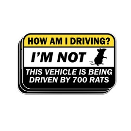 (6 Inches - 3PCS) How Am I Driving Sticker Funny Bumper Decal Im Not This Vehicle is Being Driven By 700 Rats Vinyl Die Cut Sticker Water-Resistand for Car Rear View Mirror Laptop Phone Water Bottle