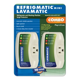 Combo de dos protectores de sobretensiones electrónicos Refrigmatic para refrigeradores y Lavamatic para lavadoras