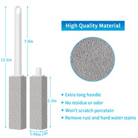 4TH Pumice Stone Toilet Bowl Cleaning,Pumice Stick with Long Handle, Ideal for Removing Hard Water Rings and Stains, Eco-Friendly and Scratch-Resistant-6Pack