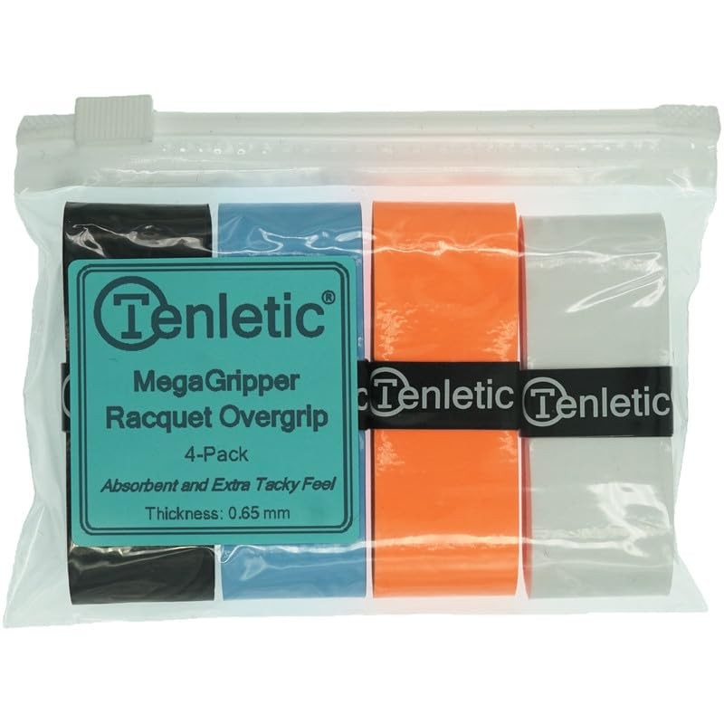Tenletic MegaGripper Racket Overgrip Tape – Orange, Blue, Black, White