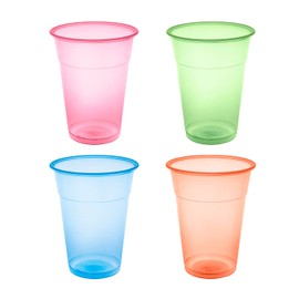 Party Essentials Soft Plastic 12-Ounce Party Cups/Tumblers, Assorted Neon, 80-Count With 100 Straws
