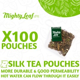 Mighty Leaf White Orchard White Tea – 100 Count Foil-Wrapped Silken Tea Pouches – Delicate Whole Leaf Blend with Tropical Fruit & Melon – Premium White Tea for Hot or Iced Brewing