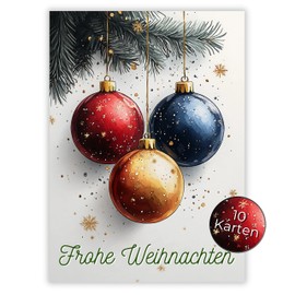 HIDEBLOOM I Christmas Card Set Christmas Baubles I Pack of 10 I DIN A6 (10.5 cm x 14.8 cm) I Christmas Card Set I Christmas Postcards I Christmas Card I Greeting Cards Christmas Baubles