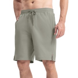 TBMPOY - Traje de baño para hombre, 9 pulgadas, secado rápido, forro de malla, traje de baño, natación, playa, trajes de baño con cierre, Gris claro, M