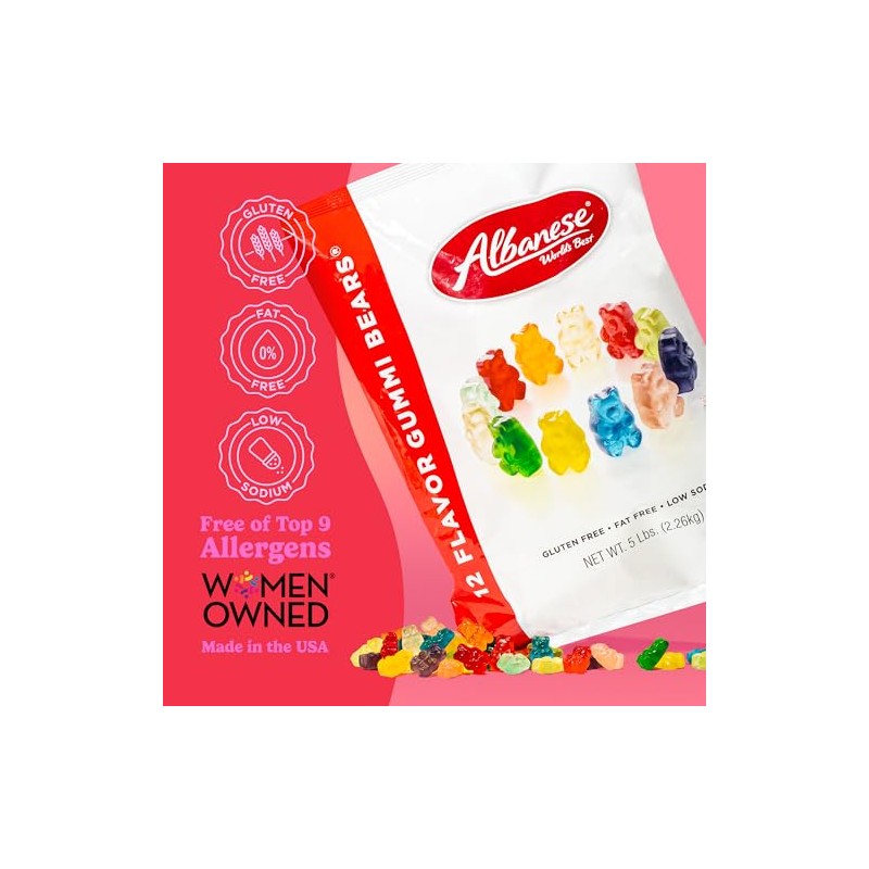 Albanese Candy, 12 Sabor Gummi Bears, 5 libra Bolsa