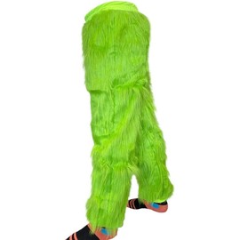 WPOZD Adult Green Furry Christmas Santa Costume Pants Funny Cosplay Costume Props for Christmas, Santa Costume (S/M)