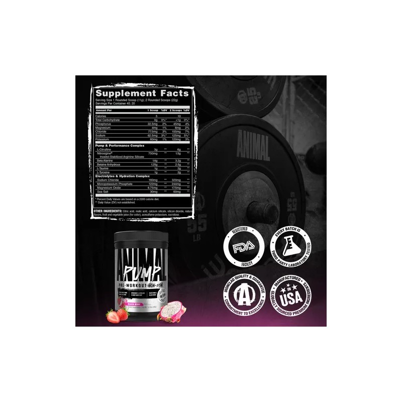 Animal Pump Ns Pre-entrenamiento Sin Cafeína 440g