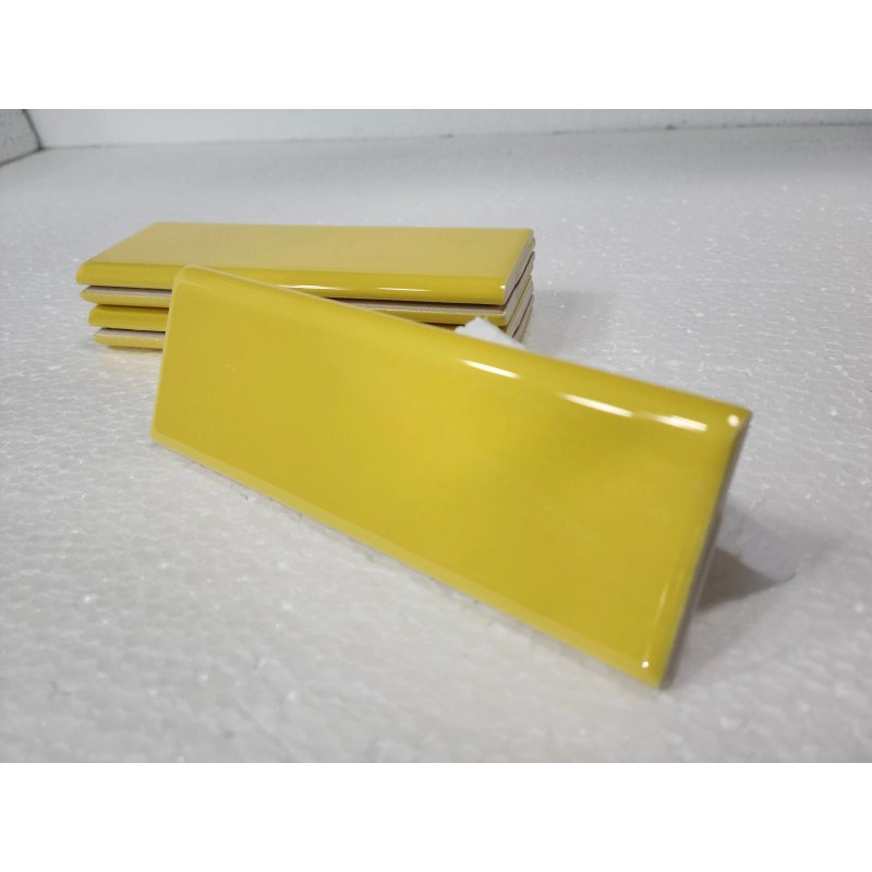 Daltile Sunflower Yellow Ceramic Tile Bullnose Backsplash Curved Edge Subway