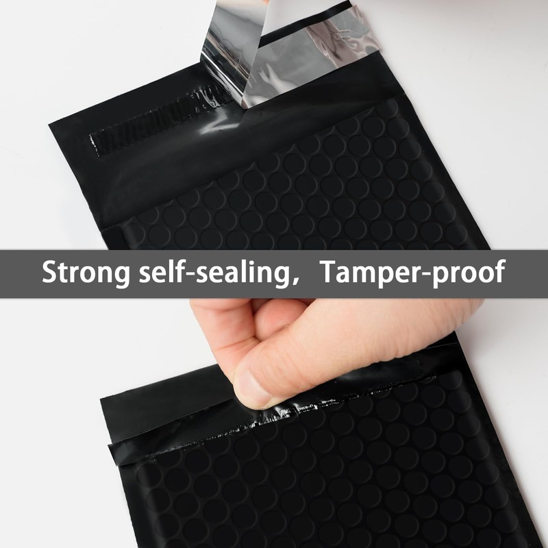 skardeco 3.5x5 Inch Black Bubble Mailers 40 Pack Self-Seal Poly