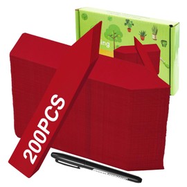 Yuanling 200 Pcs 4 Inch Plant Labels Plastic Waterproof Plant Name Tags for Seedlings Nursery Garden Label Markers Plant Stakes with Permanent Marking Pen,(Red)