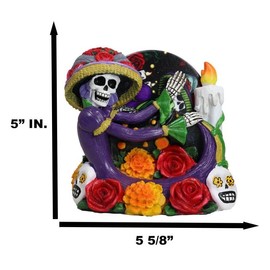 Ebros Gothic Sugar Skull Day of The Dead Roses and Flowers Calavera Dancing Lady Catrina Coaster Figurine Holder with 4 Colorful DOD Coasters Macabre Skeleton Accent