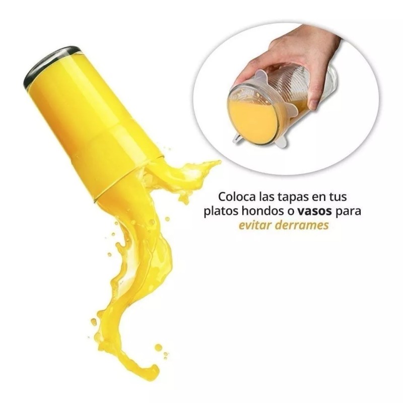 As Seen On Tv 6 Tapas Silicon Ajustable Reutilizables Antiderrame