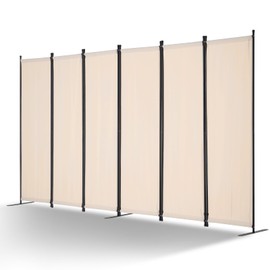 VEVOR Room Divider, 6 Panel Room Divider, Folding Privacy Screen and Portable Partition Divider for Room Separation, Freestanding Room Partitions for Office, Bedroom, Study, Beige