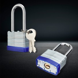 AOSRUM Lock Outdoor Padlocks, Laminated keyed Padlock, 1-9/16 in Wide Body, Padlock Set with Keys, Long Shackle (12Pack)