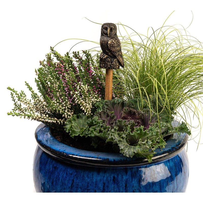 Cane Companions Decorative Barn Owl Stake Topper - Handmade Flower