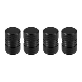 Motoforti Universal Tire Valve Stem Caps, Valve Stem Covers for Car SUV Bike Trucks Motorcycles, 17mm, Aluminum Alloy, Black, 4pcs