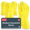 SOL 4 Pairs Household Rubber Gloves Medium | Yellow Medium Gloves | Washing Up Gloves Medium | Non Slip Cleaning Gloves | Bathroom and Kitchen Gloves | Dishwashing Gloves | Heavy Duty Rubber Gloves