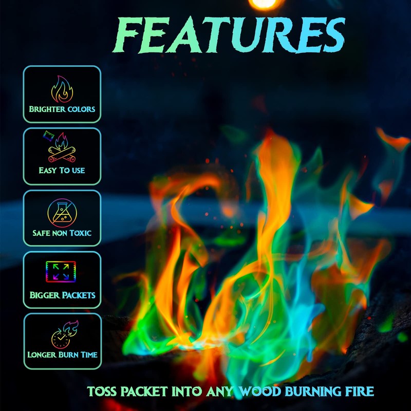 Enchanted Flames Pack of 12 Fire Changing Color Packets for