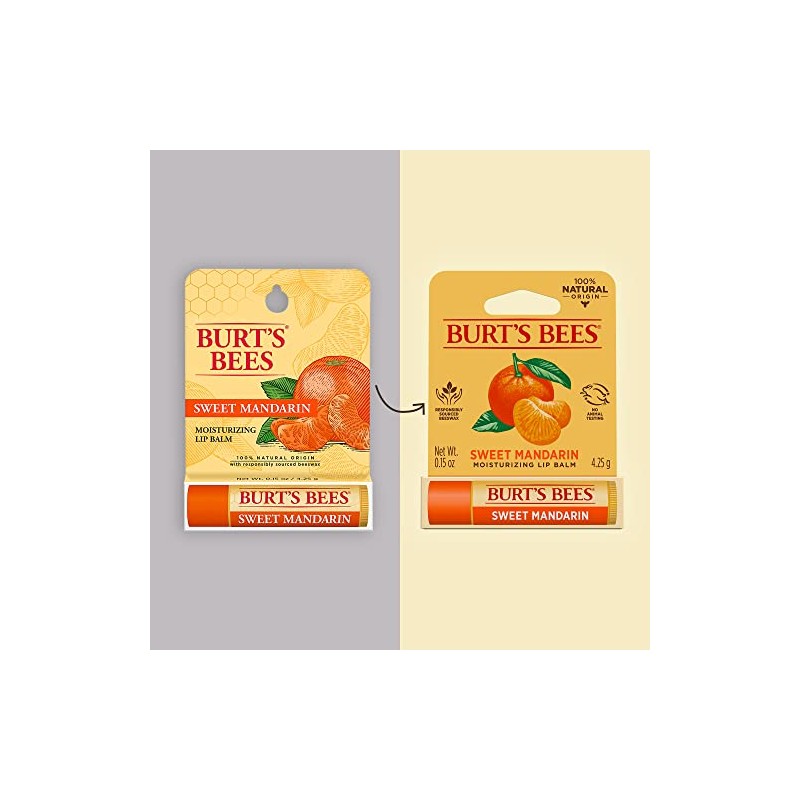 Burts Bees Sweet Mandarin Bálsamo labial hidratante unisex 0.15 oz