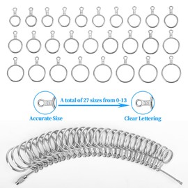 Auckyeer Ring Sizer Measuring Tool 27 Pcs, Ring Sizing Kit 0-13 with Half Size, and 2 Pcs Reusable Finger Size Tape with Magnified Glass 1-17 Size, How to Measure Ring Size at Home for Women Men