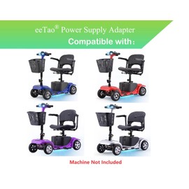 eeTao 3-Pin XLR AC/DC Adapter Charger Compatible with SKRT 4 Wheels Electric Mobility Scooter Powered Chargeable Device 24-Volt 12AH 24V 12000mAh Battery Power Supply Cable Cord PSU