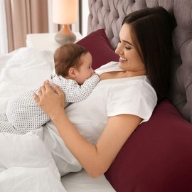 PiccoCasa 1800 Series 1800 Long Pillow Case with Zip Microfibre for Body Pillow Sleeping Pillow Burgundy Red 50 x 120 cm