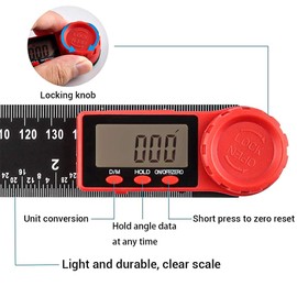 Duvinin Digital Angle Finder Tool, 400mm Angle Ruler 360°Digital Protractor with Zeroing and Hold Function and Large LCD Display for Woodworking, Construction, 2 in 1 Measure Tools, Gifts for Men