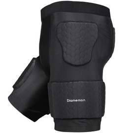 Diamemon Men's Football Girdle Compression Shorts-5-Pad EVA Foam Pads Protective Gear for Rugby,Paintball,Basketball-3D Protection for Hip,Butt and Waist