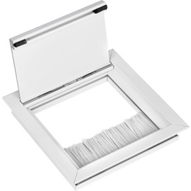 Gedotec Exit G11 ECO Cable Enclosure White Square with Brush Seal | Desk Cable Outlet | Aluminium Cable Box Recessed | 100 x 100 mm | 1 Piece - Cable Outlet Office Table for Inlet
