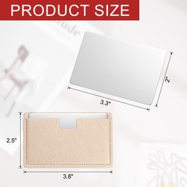 uxcell Small Pocket Mirror for Purse, Stainless Steel Compact Makeup Mirror with Leather Case, Travel Mirror Handheld Mirror for Women, Girls, Purse, Gift (Khaki, 2.5 x 3.8)