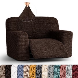 PAULATO BY GA.I.CO. Extra Large Recliner Cover - Oversized Recliner Chair Cover - Washable Fabric Slipcover - 1-Piece Form Fit Stretch Furniture Protector - Microfibra - Dark Brown (Recliner Cover)