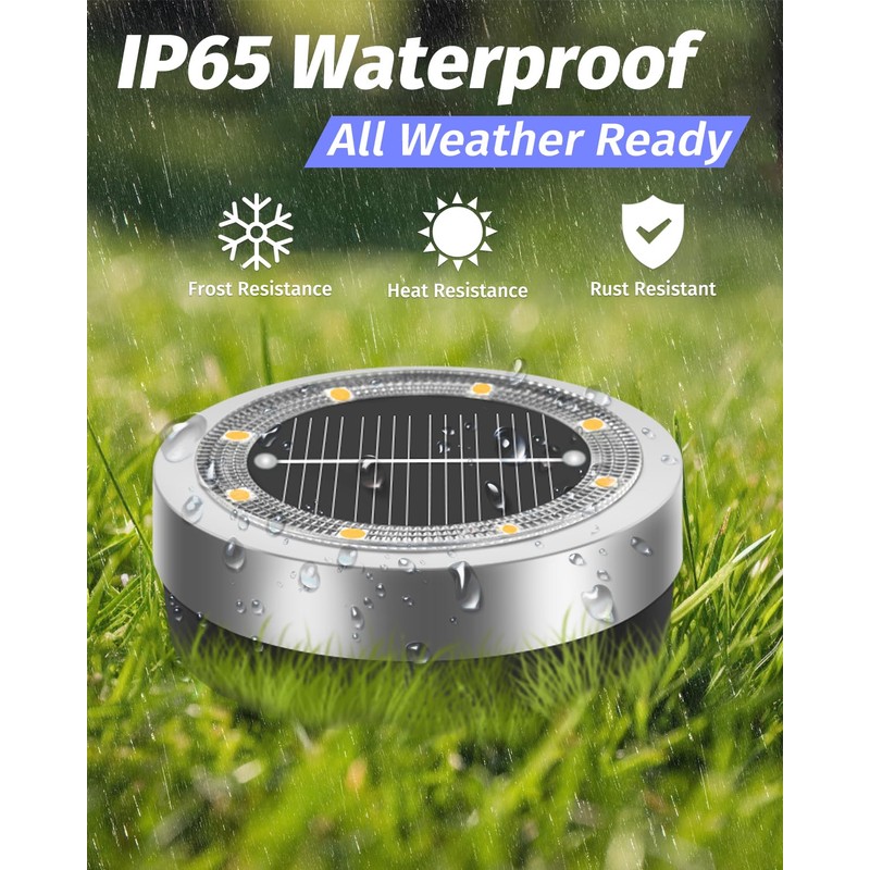 Mini Solar Ground Lights Outdoor 16 Pack Waterproof Upgraded Anti-Rust