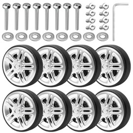 Pack of 8 Suitcase Wheels Replacement Wheels, 50 x 12 mm Suitcase Replacement Wheels, PU Luggage Replacement Wheels, Rubber Luggage Wheels, Swivel Castors Wheels for Trolley Luggage Suitcase Suitcase with Double Wheels with Mounting Tool