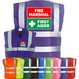 Corporate Togs FIRE MARSHAL FIRST AIDER Visibility Safety Vest Waistcoat, High Visibility, Hook & Latch Fastening Waistcoat Tabard | Safety Apparel & Protective Safety Wear