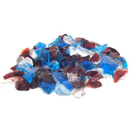 Red, White & Blue Multi Purpose Premium Decor & Fire Glass Rock 2-Pound 1/4"-1/2" inch - for Use in Fire Features, Aquariums, Apothecary, Jars, Vase, Potted Plants, Fire Bowls, Etc. (Patriot Blend)