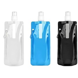 Partyzeit Foldable Water Bottle, 700 ml, Foldable Water Bottle, Running Bottle, Soft Flask Drinking Bag, Reusable Festival Drinking Bottle for Hiking, Adventure, Travel (White, Blue, Black)
