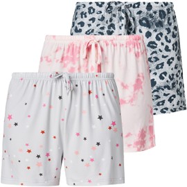 Women's 3 Pack Boxer Pajama Shorts Womens Sleep Lounge Short’s, Casual Yummy PJ Short for Women (Avail in Plus Size)